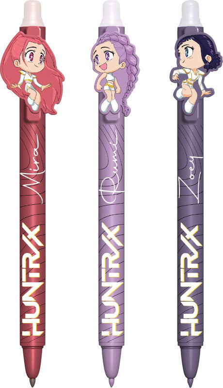 Netflix K-Pop Demon Hunters – Radierbares Tintenroller-Set, Druckmechanik, Blau, für Linkshänder, 3er