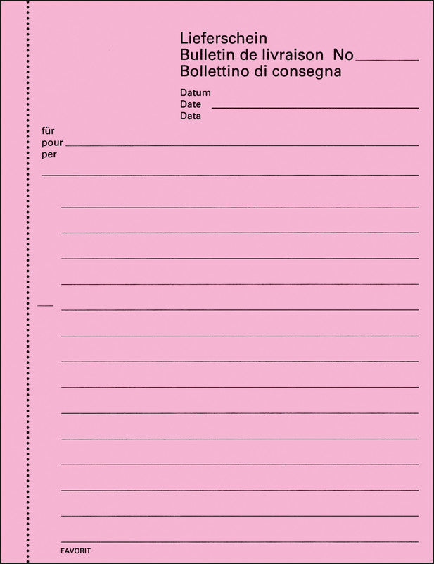 Favorit Formularblock – Lieferscheine, mehrsprachig, 50 Blatt, A6