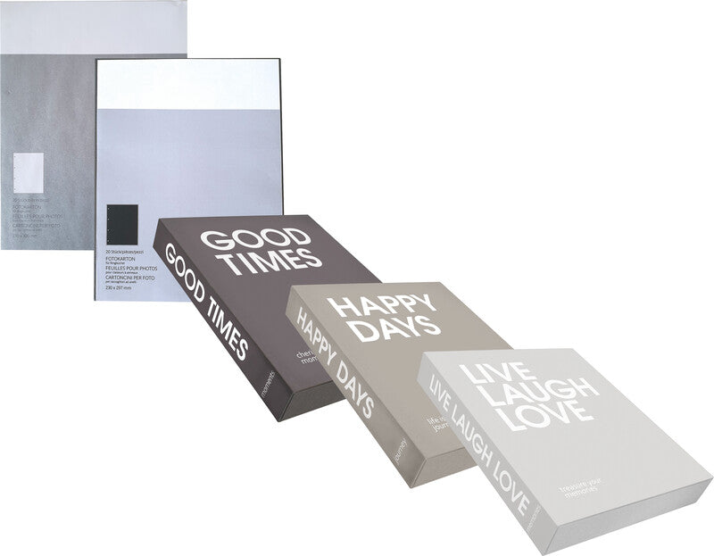 Eibert Fotoalbum – für mehrere Formate, hellgrau, mit Ringmechanik, Textil, 277 × 332 × 51 mm