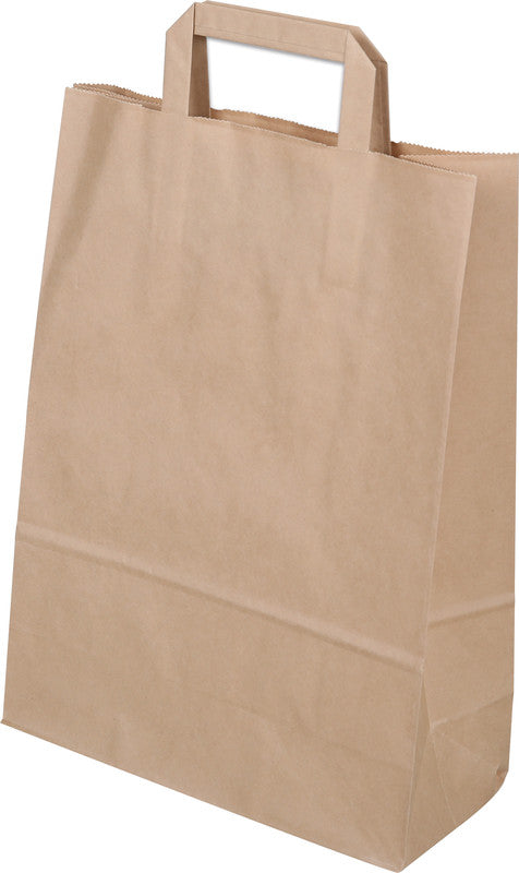 Elco Papiertragetasche mit Flachhenkel – 27 × 37 × 12 cm – Kraftpapier, 80 g/m² – Braun – 50 Stk.
