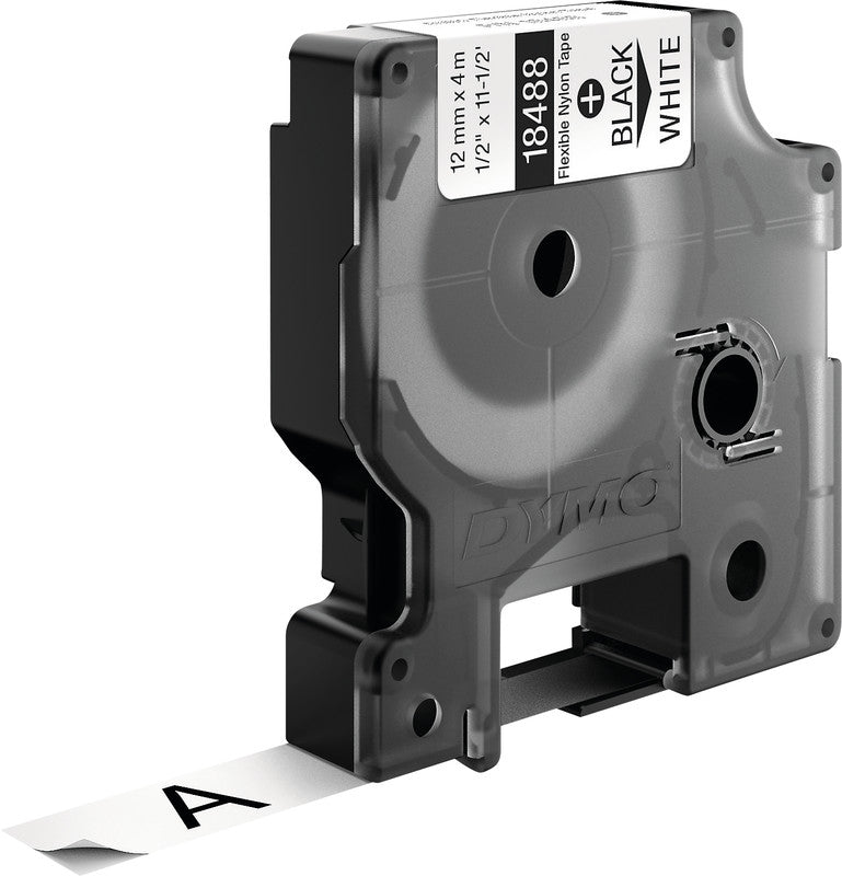 DYMO Schriftband – 12 mm × 3,5 m, weiss, schwarz – für DYMO Rhino: 3000, 4200, 5000 und weitere