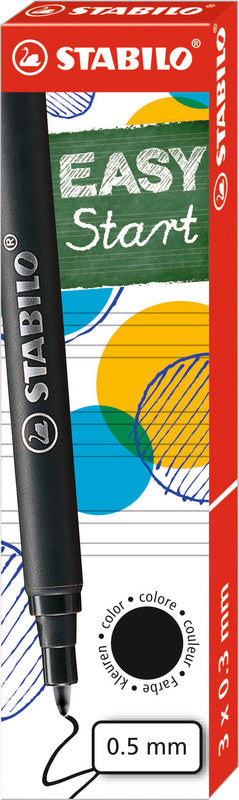 STABILO Tintenrollerpatronen – Schwarz, 0,5 mm, geruchsarm, 3 Stk.