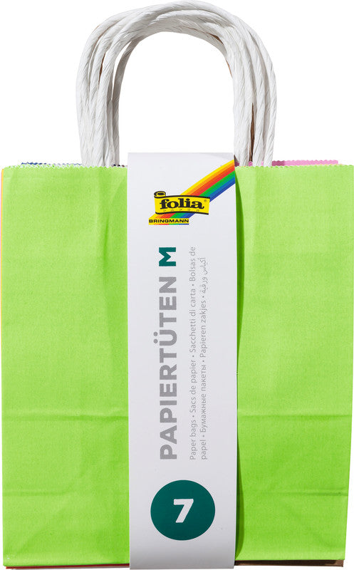 Folia Tragetasche – Papier, 180 × 210 × 80 mm – 7 Stk., sortiert