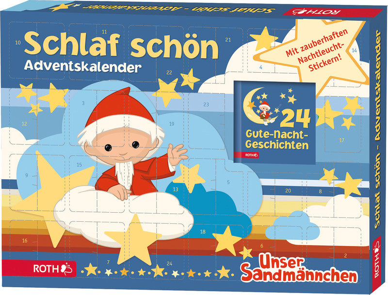 Roth Adventskalender Schlaf schön, Karton, sortiert, 45 × 34 cm, mit Nachtleuchtstickern