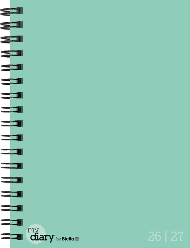 Biella mydiary Schüleragenda – 1 Woche/2 Seiten, Wire-O, 12 × 16,5 cm, Aug–Jul, Jelly Mint, FSC