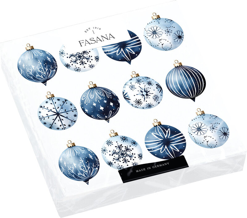 Fasana Servietten Blue Baubles – 33 × 33 cm – 3-lagig, Tissue – 20 Stk., FSC