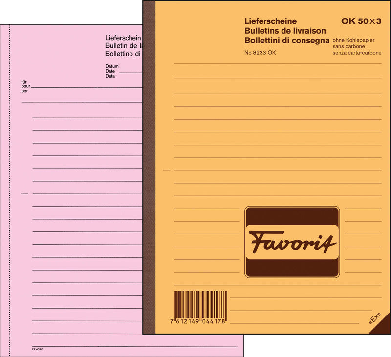 Favorit Formularblock – Mehrsprachig, 50 Blatt, A5