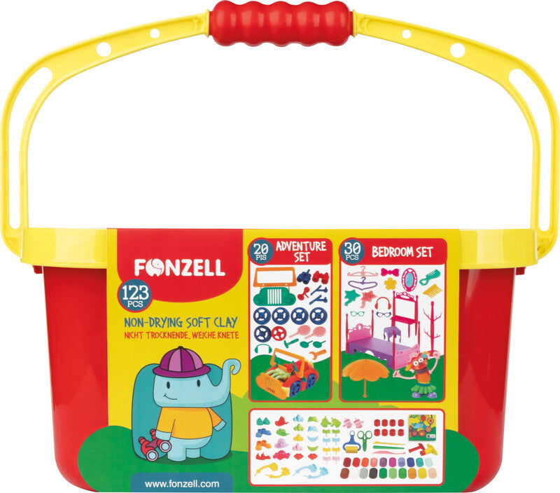 Fonzell Modelliermasse-Set – 123-teilig – 20 Modelliermassen à 50 g – 300 × 200 × 140 mm