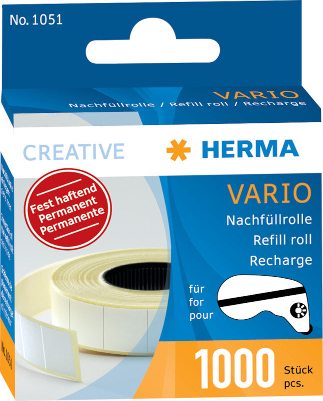 HERMA Vario permanente Haftpunkte – 12 × 13 mm, 1'000 Stk., weiss, für Fotos, Dokumente