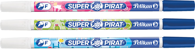 Pelikan Super Pirat Tintenlöscher – fein, blau, für Linkshänder, Packung, 50 Stk.