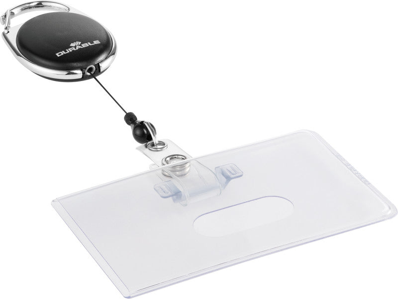 Durable Ausweishalter – für Betriebsausweise – 87 × 54 mm, Kunststoff, transparent, mit Clip – 1 Stück
