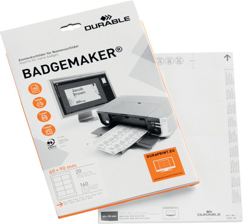 Durable Einstecketiketten A4 (75 × 40 mm), 150 g/m², weiss, Papier – für Inkjet, Laser, Kopierer – 240 Karten