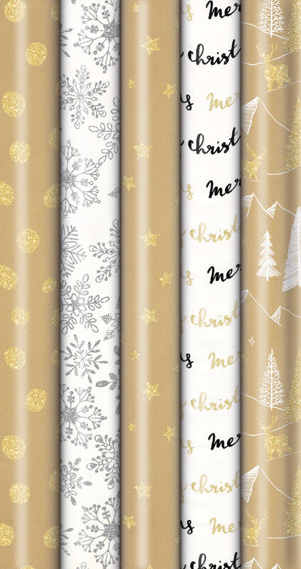 Zoewie Geschenkpapier Rolle Simply the Best – Weihnachten – Glitter – 700 × 1500 mm