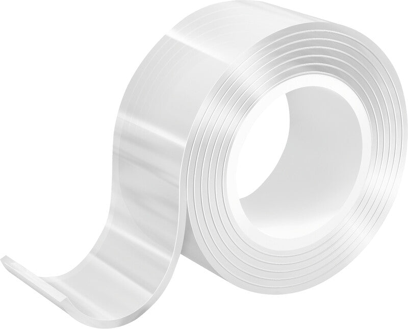 TESA Doppelseitiges Klebeband – 30 mm × 1 m, transparent, Kunststoff, wiederablösbar, wiederverwendbar