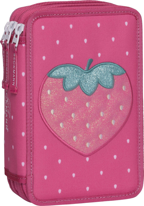 Beckmann Classic Triple Etui, gefüllt – Strawberry – Kunststoff – 13 × 20,5 × 7 cm
