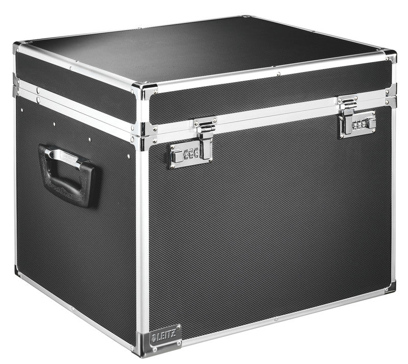 Leitz Hängemappen-Box A4 – für 15 Hängemappen, mit Tragegriff, 365 × 340 × 365 mm, Schwarz, Holz