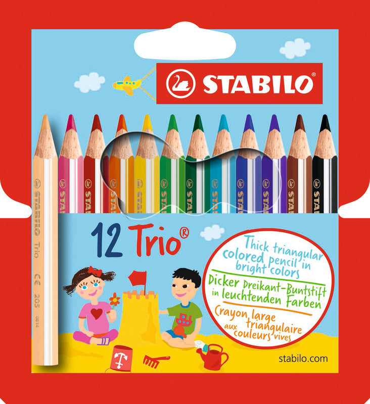 STABILO Buntstifte Trio – 12 Farben, Ø 4,2 mm, dreikantig