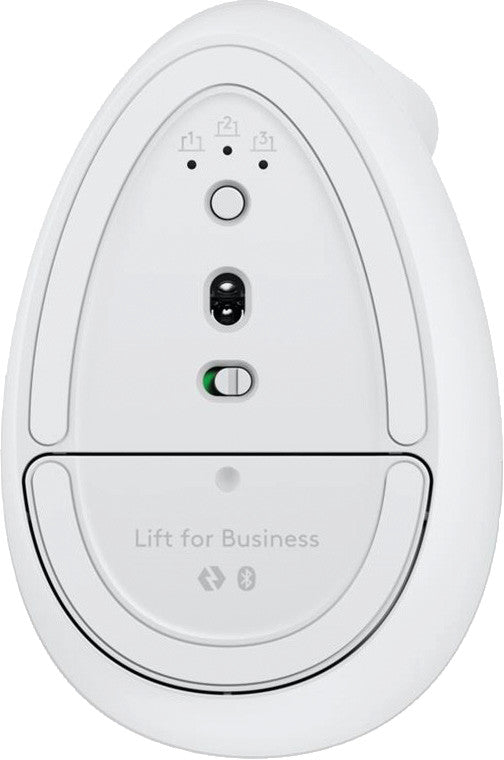 Logitech Lift for Business Ergonomische Maus – kabellos, für Rechtshänder, vertikal, Bolt-Empfänger, weiss