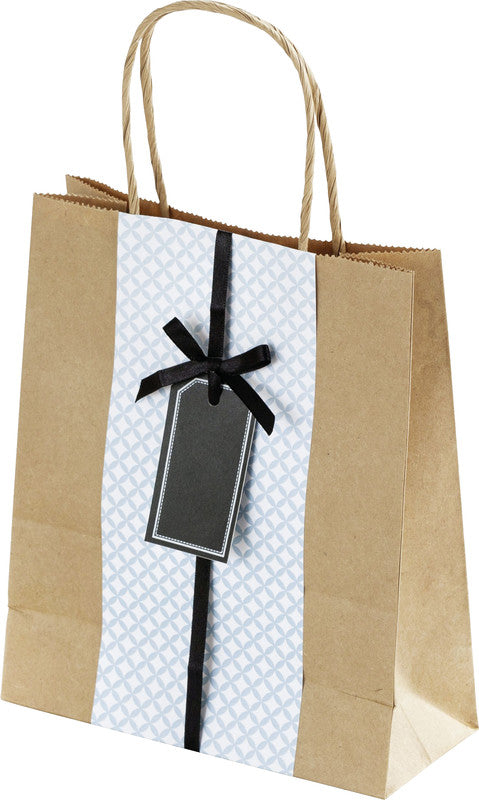 Folia Tragetasche – natur, Kraftpapier, gedrehte Papierkordel, FSC – 180 × 210 × 80 mm – 20 Stk.