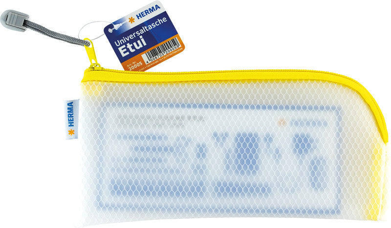 HERMA Reissverschlusstasche – Gelb – Kunststoff – 23 × 11 × 0,7 cm