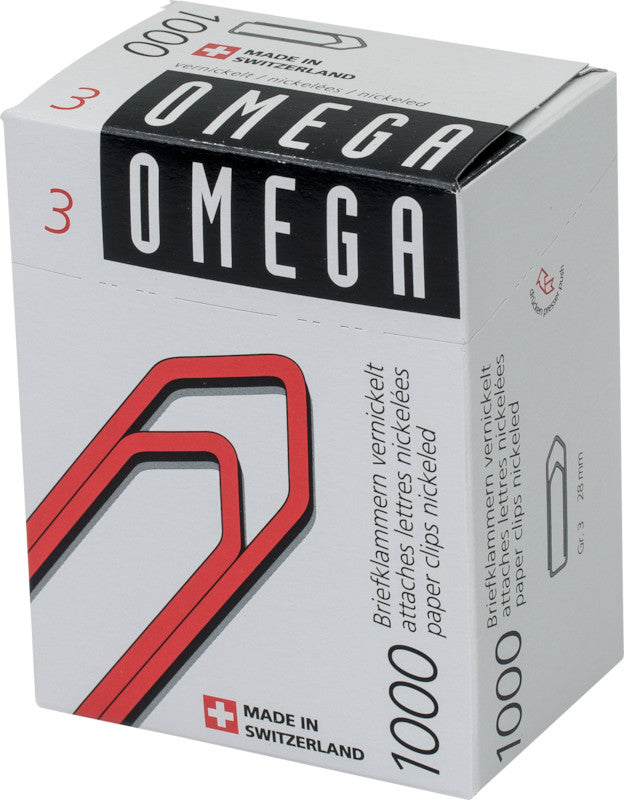 Omega Büroklammern 28 mm – vernickelt – 1'000 Stk.