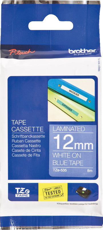Brother Schriftband – 12 mm × 8 m, blau, weiss