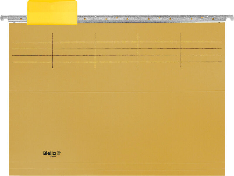 Biella Hängeordner für A4 – Karton, Gelb, 320 × 250 mm, mit Vordruck