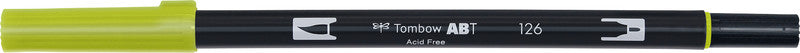 Tombow Brush Pen ABT Dual – Pinselspitze 3-10 mm, Feinspitze 0,3 mm – Helloliv – Wasservermalbar