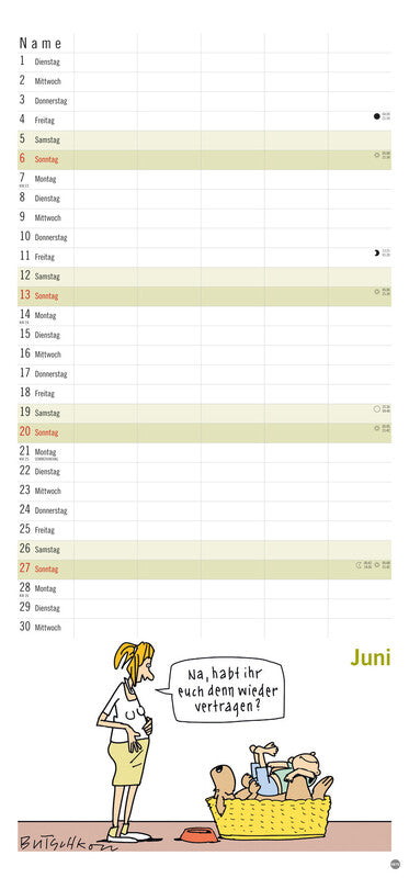 Heye Familienplaner Butschkow – für Familien – 5 Spalten – Deutsch – 2027 – 21 × 45 cm