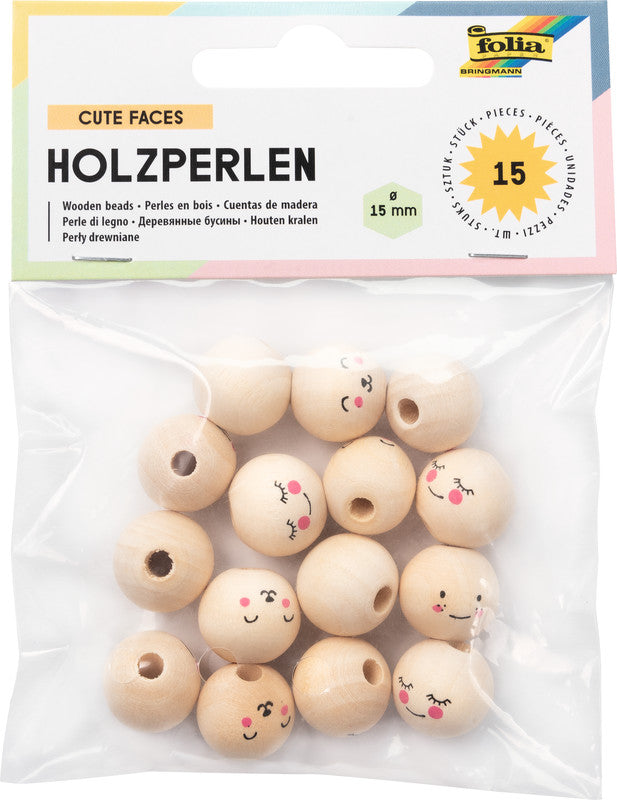 Folia Holzperlen – Natur – 15 Stück