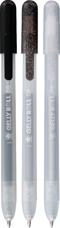 Sakura Gelschreiber 3er Set – 3 Farben, 0,5 mm, schnelltrocknend, Druckmechanik