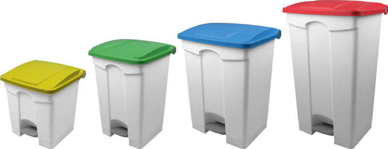 Helit Abfallcontainer – 45 l – mit Deckel – Kunststoff, Weiss – B × H × T 410 × 600 × 400 mm
