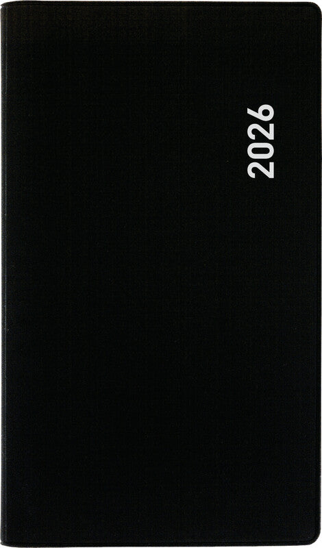 Biella Terminet Agenda – 1 Woche/2 Seiten, Wire-O, 15,3 × 8,5 cm, 2026, mehrsprachig, schwarz, FSC