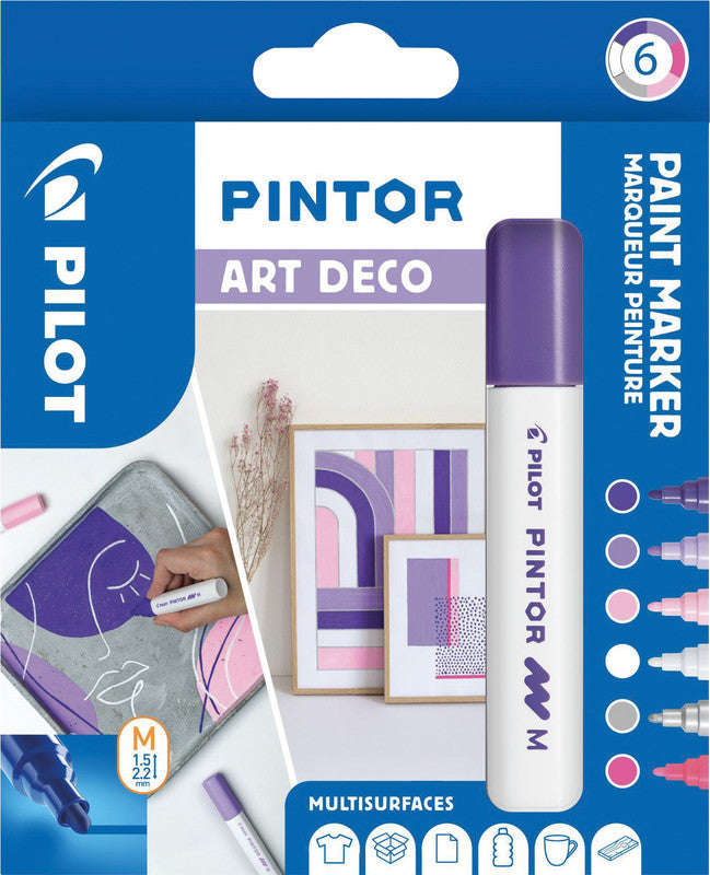 Pilot Pigment-Marker Pintor – Rundspitze 1,5-2,2 mm – Sortiert – 6er-Set – Deckend