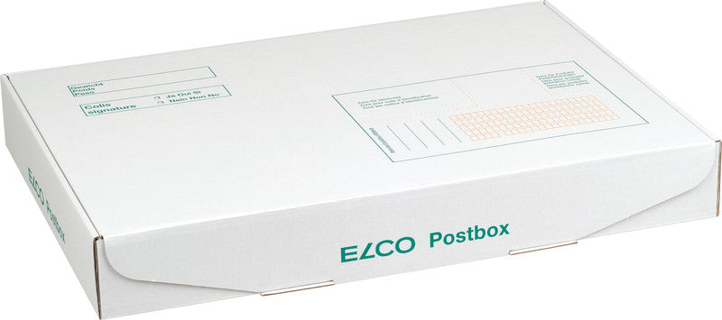 Elco Faltschachtel, weiss, mit Beschriftungsfeldern – 350 × 250 × 50 mm – 5 Stk.
