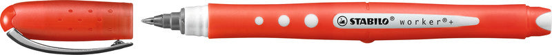STABILO worker+ colorful – Tintenroller, mit Kappe, 0,5 mm, rot, für Linkshänder