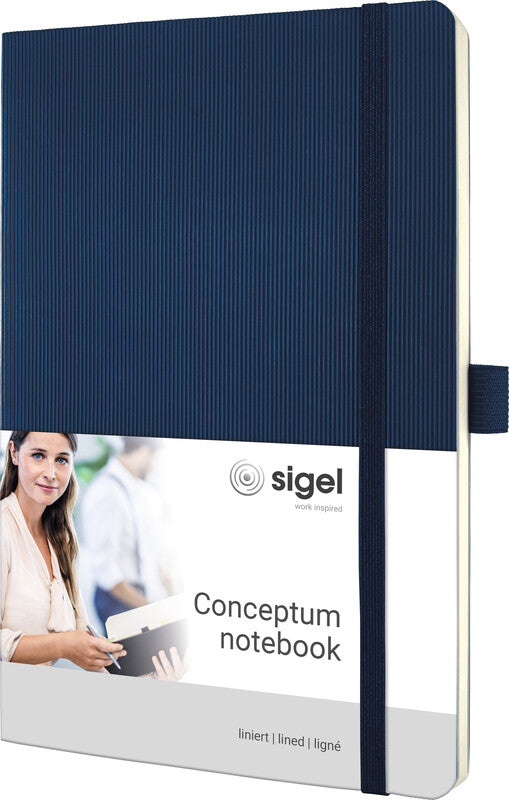 Sigel Notizbuch, A5, liniert, Fadenheftung, 194 Seiten, 80 g/m² – dunkelblau