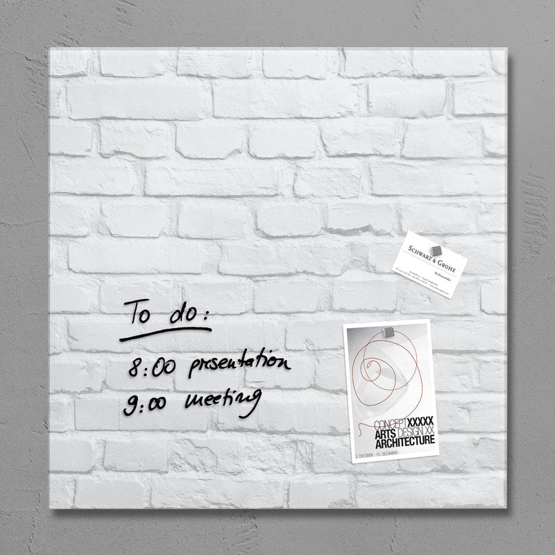Sigel Whiteboard – 48 × 48 cm, Glas, magnetisch, Wandmontage