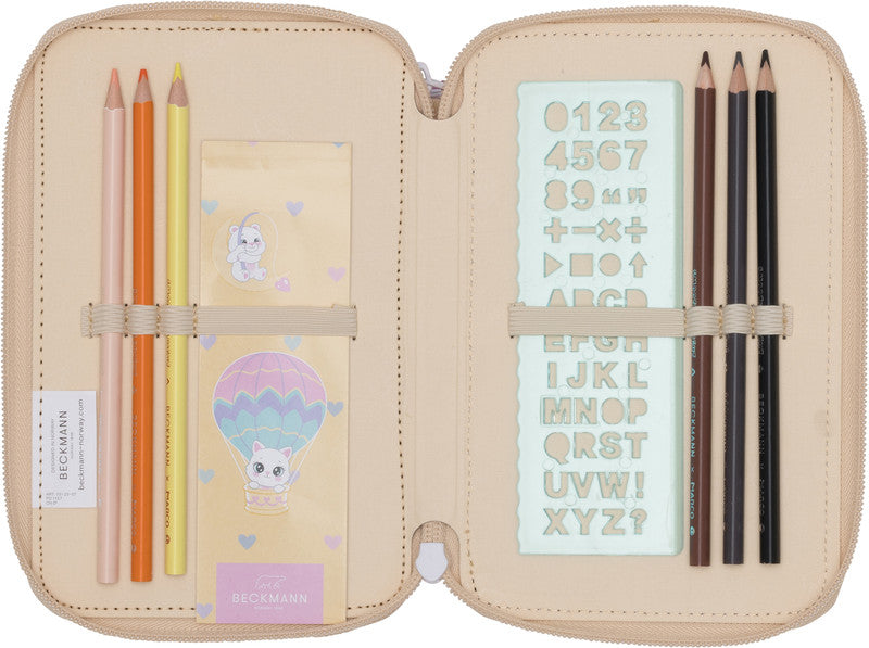 Beckmann Classic 1st Triple Etui, gefüllt – Yellow Heart – Kunststoff – 13 × 20,5 × 7 cm