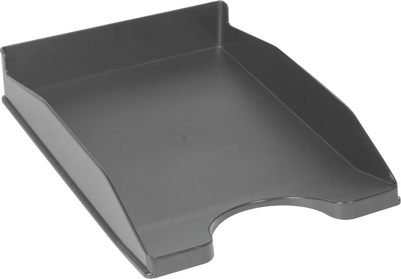 Q-CONNECT Briefkorb – mit Griffausschnitt, mit Beschriftungsfeld, matt, grau, B 255 × H 60 × T 345 mm