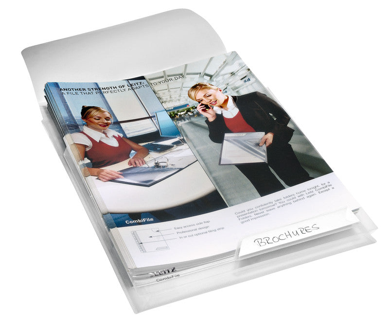 Leitz CombiFile Maxi Sichtmappe A4 – transparent, Kunststoff, matt, 180 µm, 3er-Pack