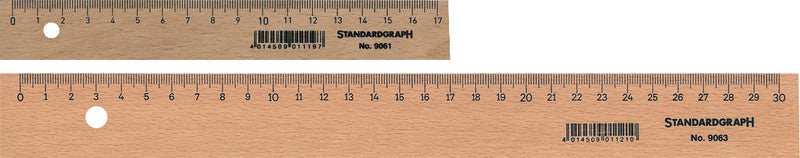 Standardgraph Wandtafel-Lineal 30 cm – Holz, Braun, mit Stahl-Schneidekante