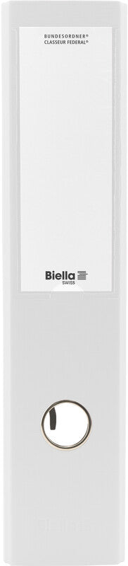 Biella Ordner – A4 hoch – 2-Ring Hebelmechanik, Rücken 70 mm – mit Niederhalter, mit Raumsparösen, FSC