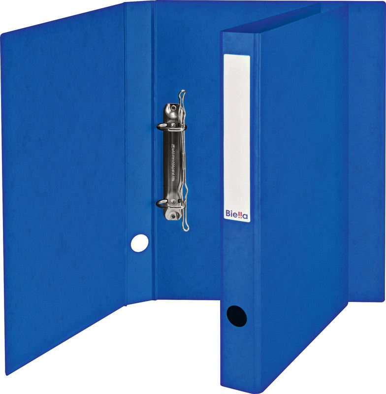 Biella Zeigebuch – A4 Hochformat – 2-Ring Bügelmechanik, Ø 25 mm, Rücken 31 mm – Blau, mit Niederhalter