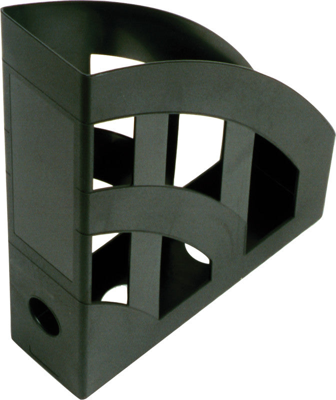 Helit the bridge Economy Stehsammler C4 – mit Griffloch, 75 mm, schwarz, Kunststoff (PS, recycelt)