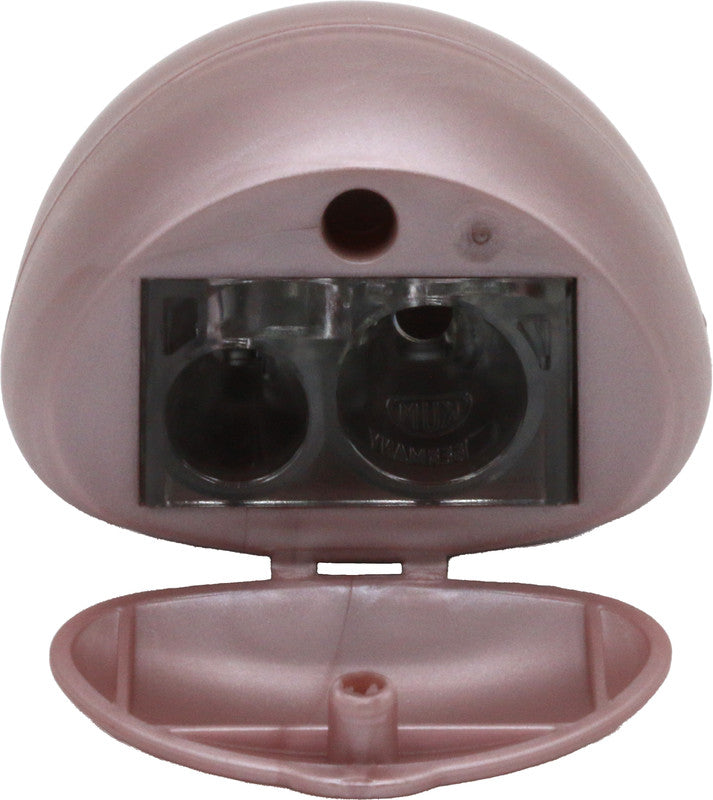 Kum Spitzer – manuell, 2-Loch, mit Behälter, für Blei- und Buntstifte Ø 8 und 11 mm, Kunststoff, rosa