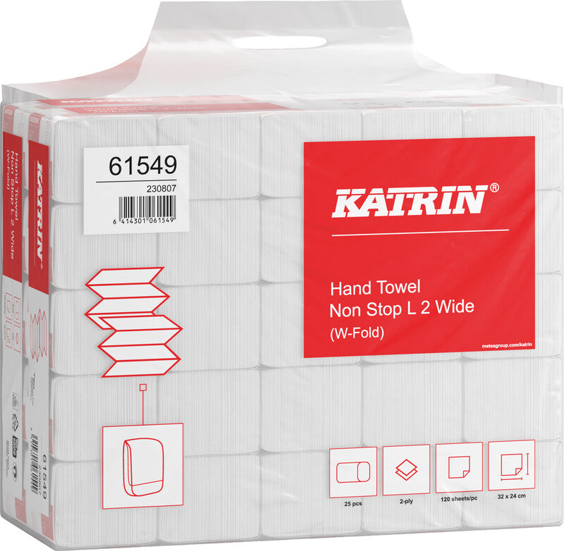 Katrin Falthandtuch – W-Falz, 2-lagig, Recycling-Zellstoff, Weiss, 240 × 320 mm, für Katrin Inclusive Medium
