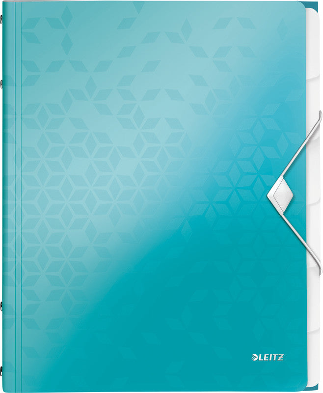 Leitz WOW Fächermappe A4 – 6 Fächer, Gummiband, Polypropylen (PP), Blau, Metallisch