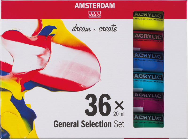 Royal Talens Amsterdam – Acrylic Standard – Acrylfarbe – Set – 36 Farben, sortiert, 36 × 20 ml