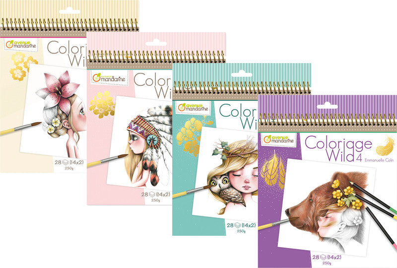 Avenue mandarine Coloriage Wild, Zeichenpapier, 20 × 25,5 cm, Mehrfarbig, 28 Seiten